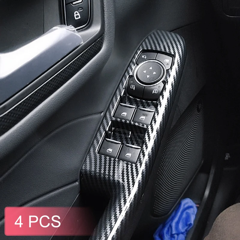 

Углеродное волокно, черная внутренняя дверь автомобиля, переключатель подъема окна, накладка для Ford Escape Kuga 2020 2021 2022 2023 2024 2025