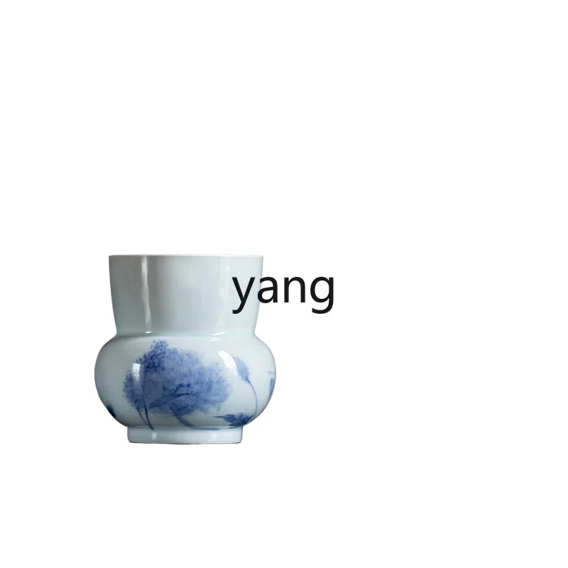 LMM1 Original Washed Underglaze Blue and White Glazed Red Hand Painted Wasteland Series Slag Bucket