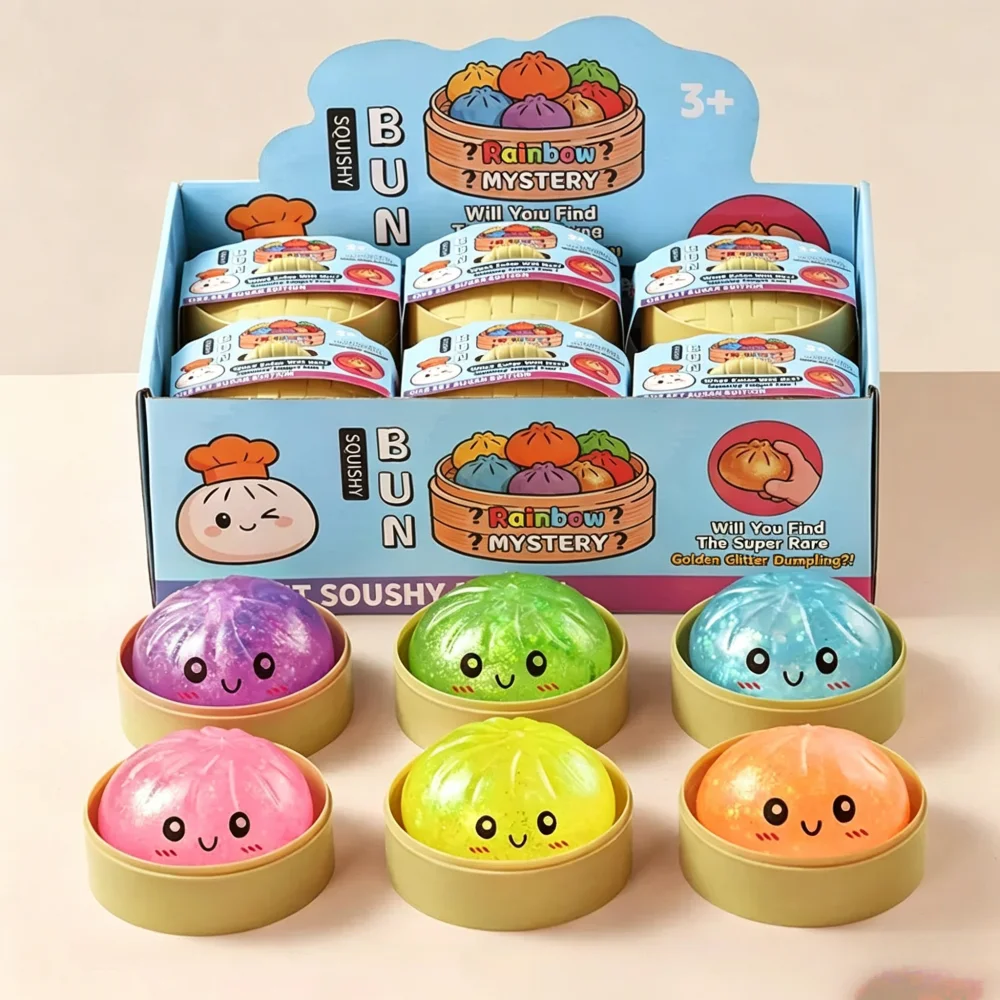 Populaire Accessoire Squishy en forme de chignon réaliste, doux, pailleté, non collant, portable, anti-stress, mignon, cadeau fantaisie pour amis
