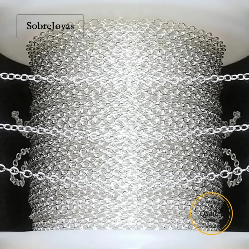 925 Sterling Silver 1.7mm Chain 100cm Unfinished DIY Jewelry Findings for Bulk Wholesale