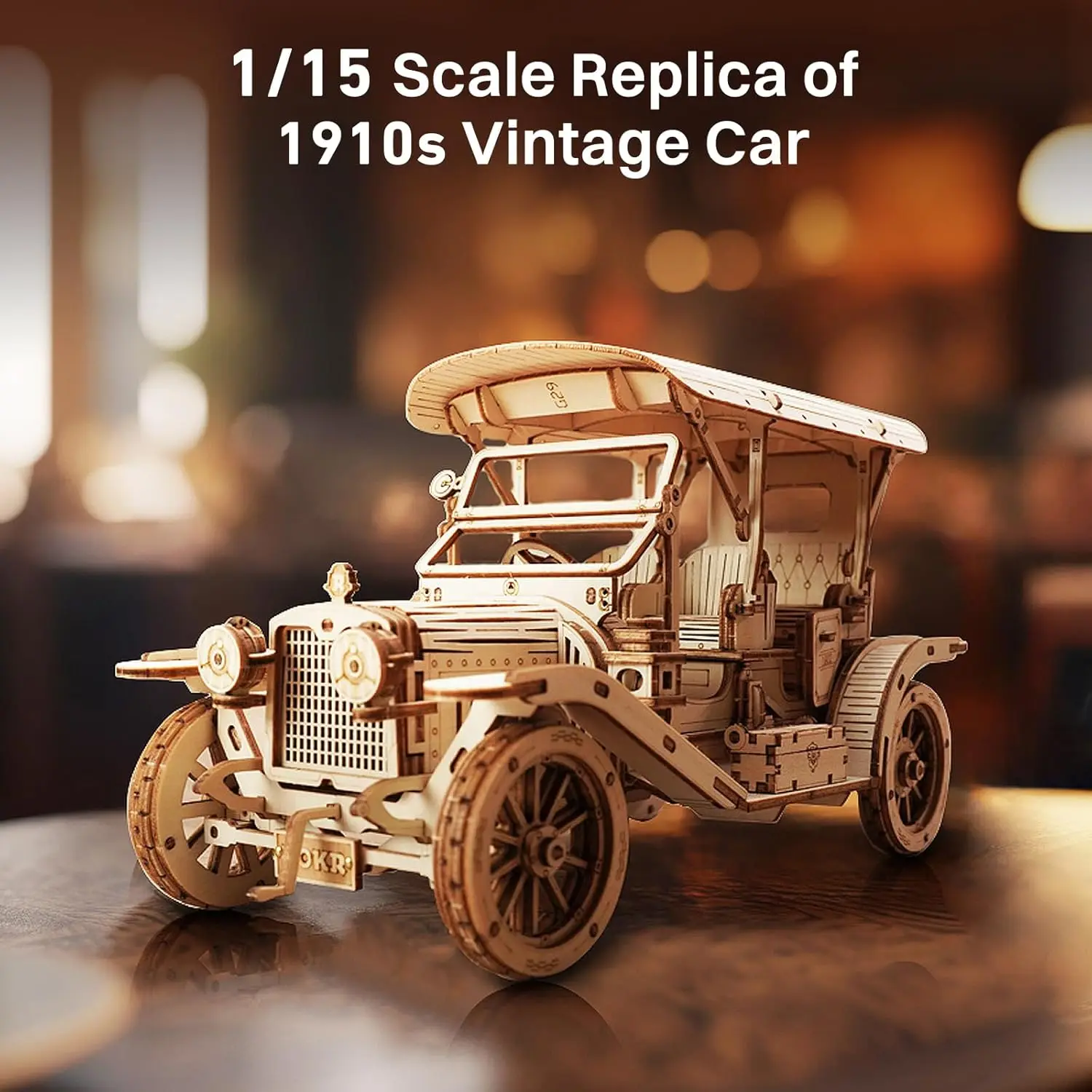 Kit de modèle de voiture Vintage en bois 3D, échelle 1:15, 298 pièces, Puzzle d'assemblage, cadeau artisanal pour adultes, hommes et femmes