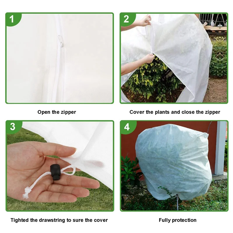 

AF90-5 PCS Plant Covers Freeze Protection-0.8X1m Reusable White Non-Woven Fabric Plant Protector Bag With Drawstring And Zipper