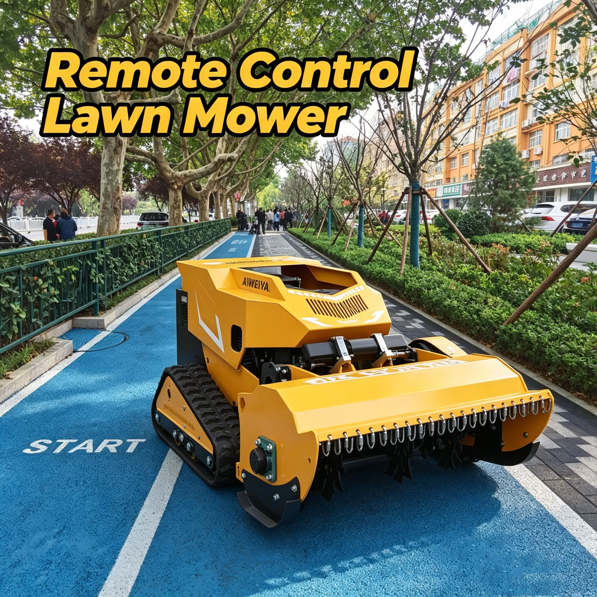Customized self-propelled lawn mower adopts remote control lawn mower system, matched flexible lawn mower wheel for villa garden