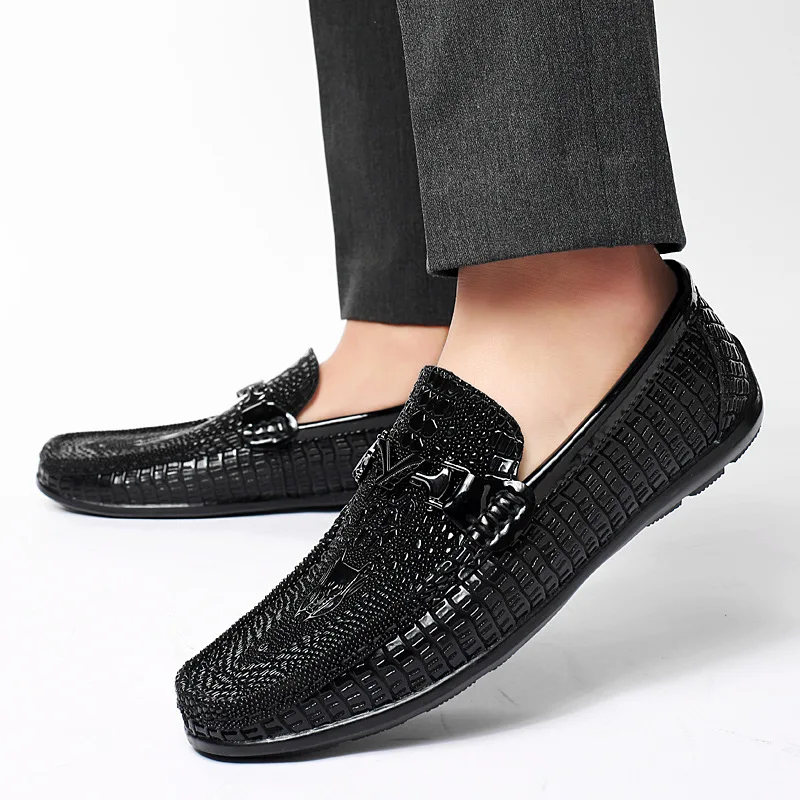 British Style Man Loafers Fashion Slip on Men Leather Casual Party Shoes Breathable Men Driving Shoes Soft Soled Men Moccasins