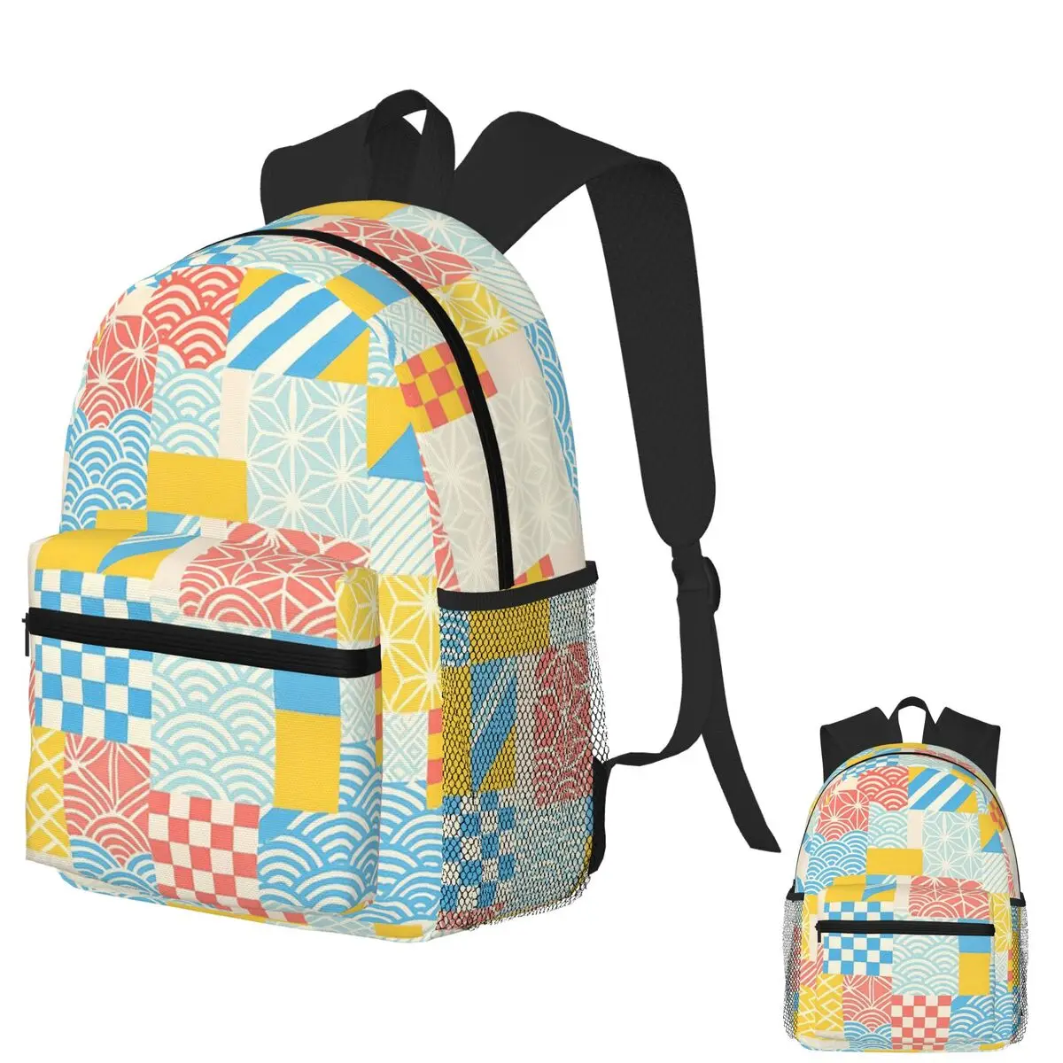 

Pastel Harmony In Japanese Patterns Student Backpack School Bag Hiking Travel Daypack for Men Women Bookbag Shoulder Bags