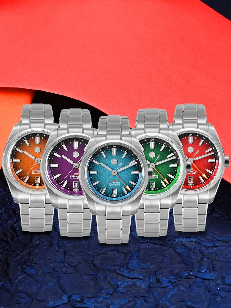 San Martin 39mm JianZhan Dial Miyota 9075 True GMT Watch Men Mechanical Automatic 6H Date BGW-X1 Waterproof 10Bar Swim SN0144BGX