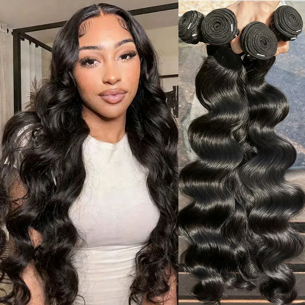 

16A Объемная волна Пучки человеческих волос 32-дюймовые пучки необработанных волос 1/3/4 шт. Бразильский пучок человеческих волос 3-5 Доставка на рабочие дни для женщин