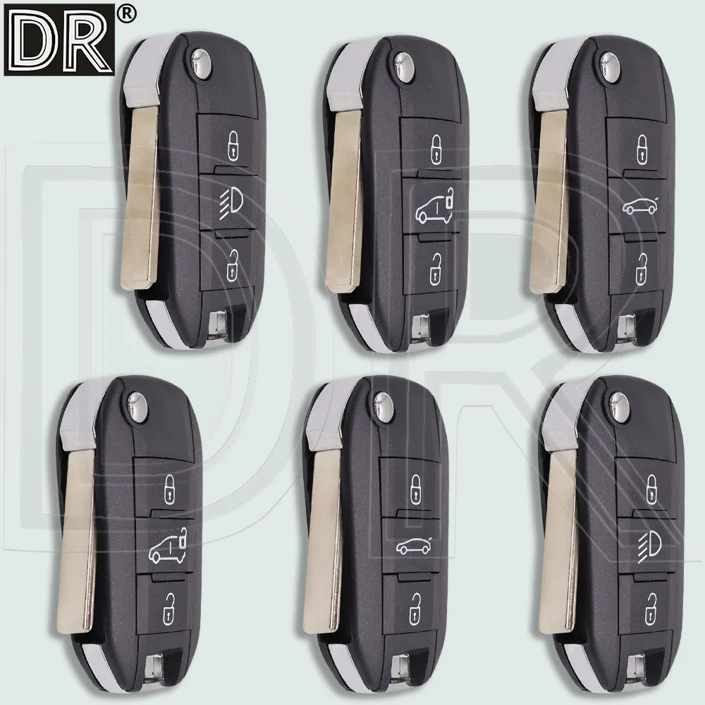 

DR 3 Button HU83/VA2 Blade Flip Replacement Car Key Shell Case For Peugeot 208 308 3008 508 5008 Citroen C3 C4 C4L Elysee