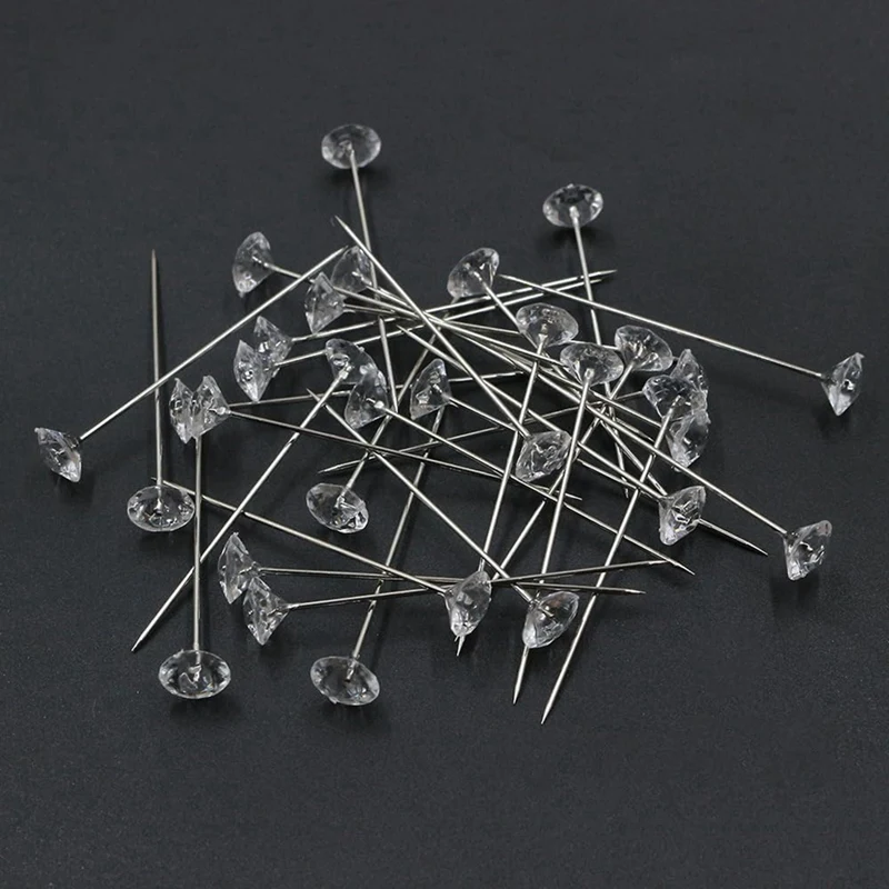 50 Pcs Corsage Bouquet Pins,2 Inch Flower Diamond Rhinestone Brooch, Straight Needle For Wedding Bride Hair Accessories