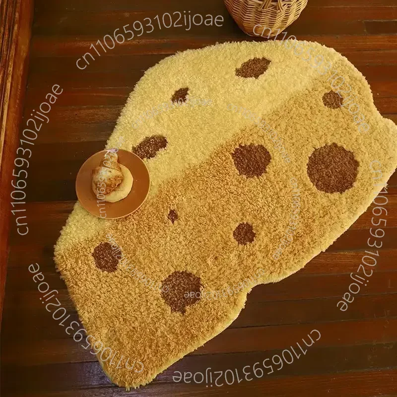 Cartoon Cute Yellow Cheese Floor Mat Bedroom Bedside Blanket Bathroom Non-slip Floor Mat Creative Cheese Flocked Carpet