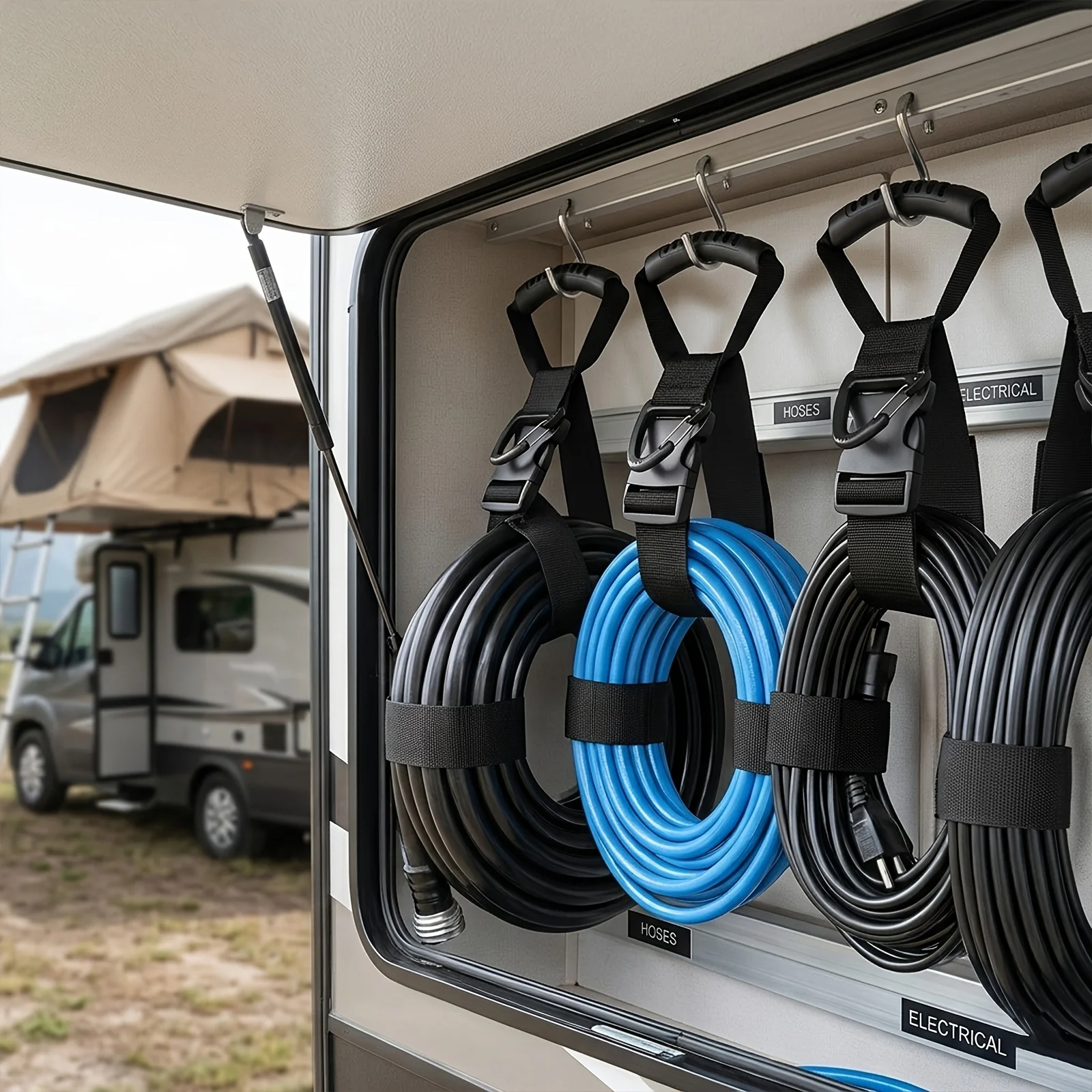 Heavy Duty Extension Cord Organizer Straps 22In 45KG Load Nylon Cable Garden Water Hose Holder Hanger Garage Tool Storage 1/3Pcs