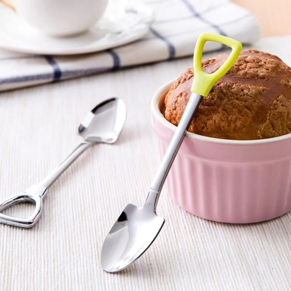 3Pcs Spade-Shaped Stirring Spoon Stainless Steel Safe Lightweight for Coffee Juice Bar Home Use Wall Mountable Simple Metal