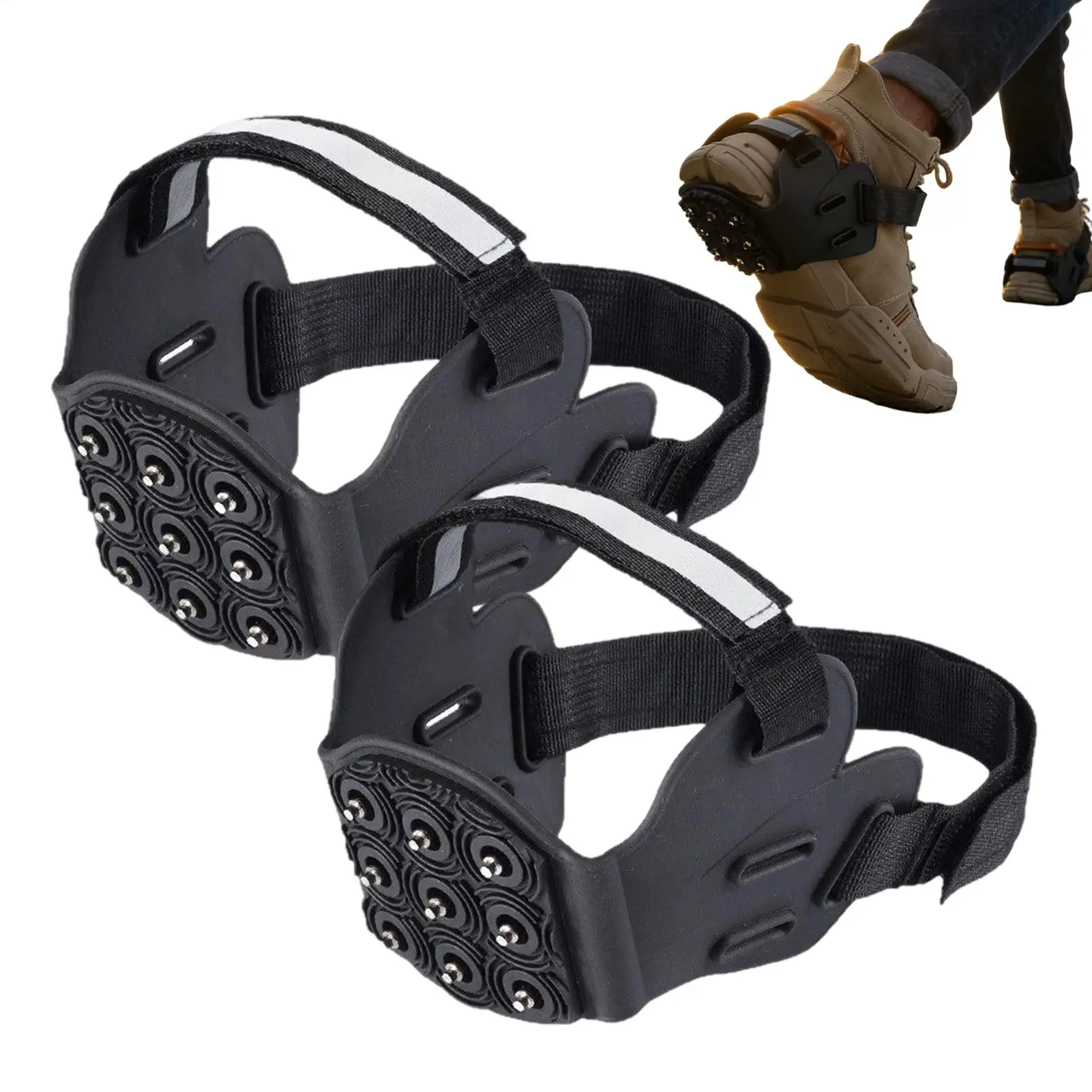 1 Pair 9 Studs Snow Traction Crampons Traction Cleats Ice Grips Shoes Snow Crampons Anti-slip Ice Gripper Hiking Cleats Spikes