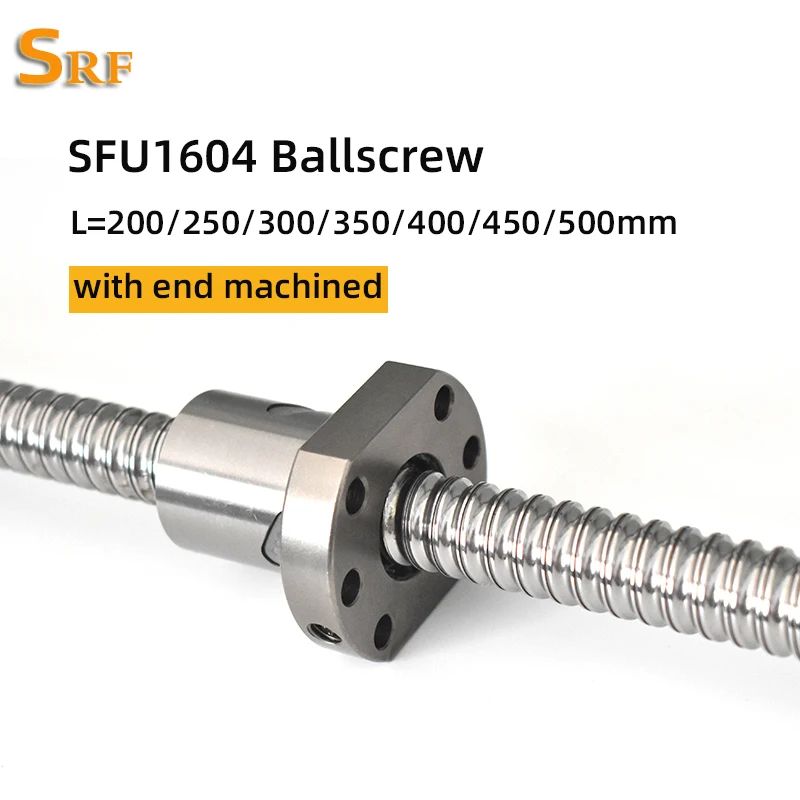 1pcs 16mm Rolled Ball screw SFU1604 L=200/250/300/350/400/450/500mm with single Ballnut  end machined for CNC part