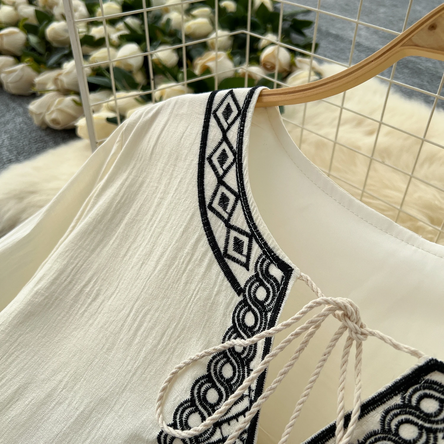 Chic vintage acanalado suelto delgado elegante Hada moda coreana Boho vestido veraniego otoño mujer ropa vestido largo