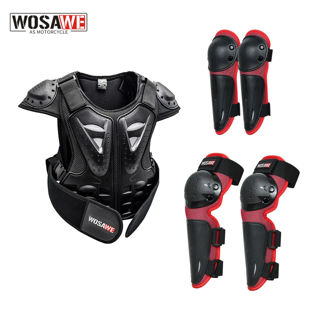 

WOSAWE Kids Chest Spine Protector Protective Guard Vest Motorcycle Jacket Child Armor Gear Motocross Skating Knee Protector