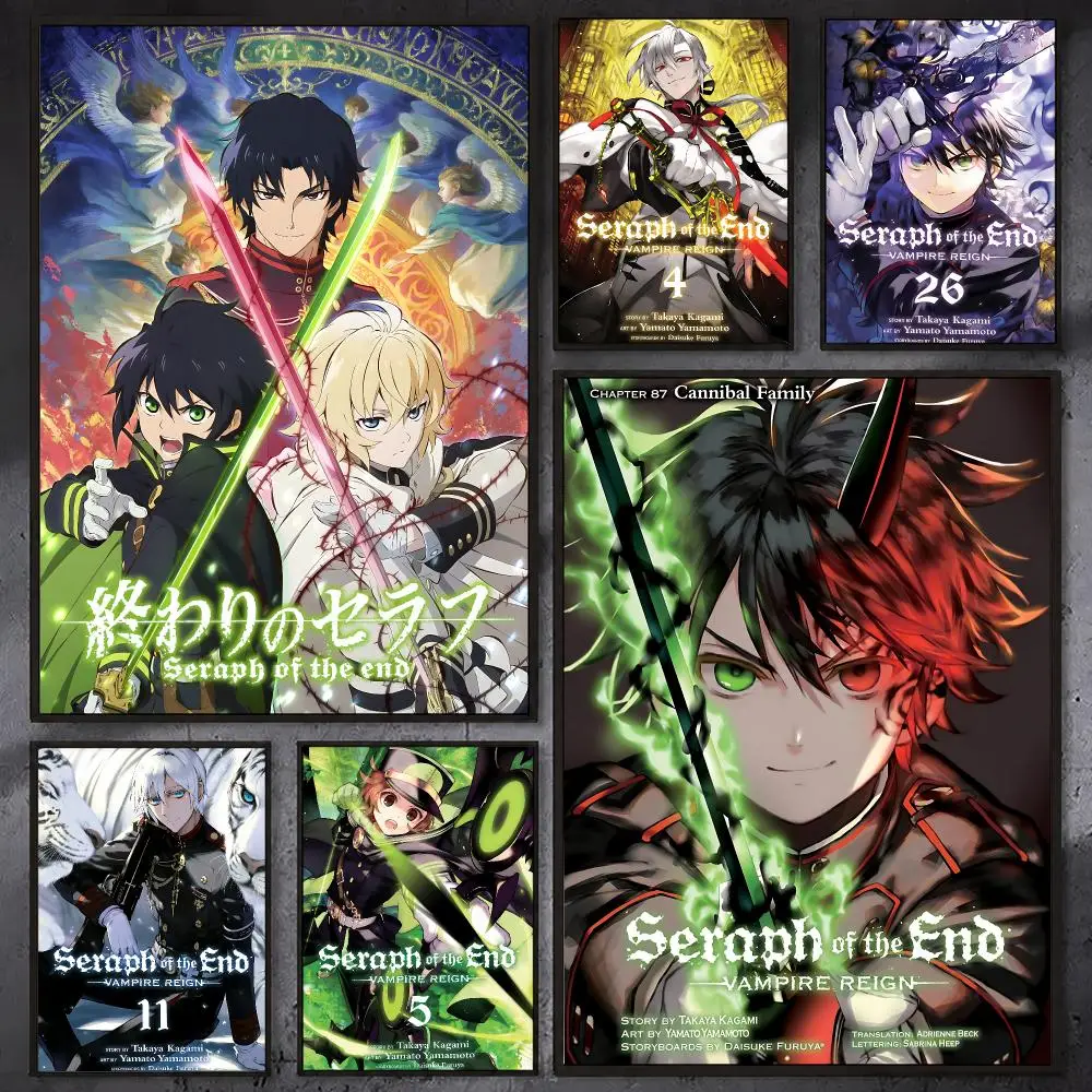 S-seraph Of The End Anime Poster Waterproof Sticky Wall Art Print For Bedroom Living Room Hallway Bar Home Decor