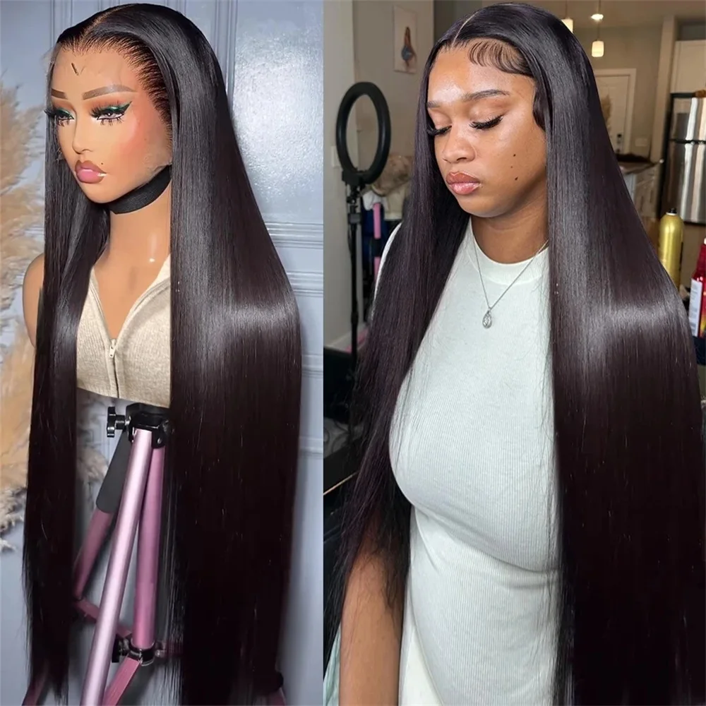 

36 Inch Bone Straight 13X4 Lace Front Wigs For Black Women Glueless Brazilian Transparent 13x6 HD Lace Frontal Wig 180 Density