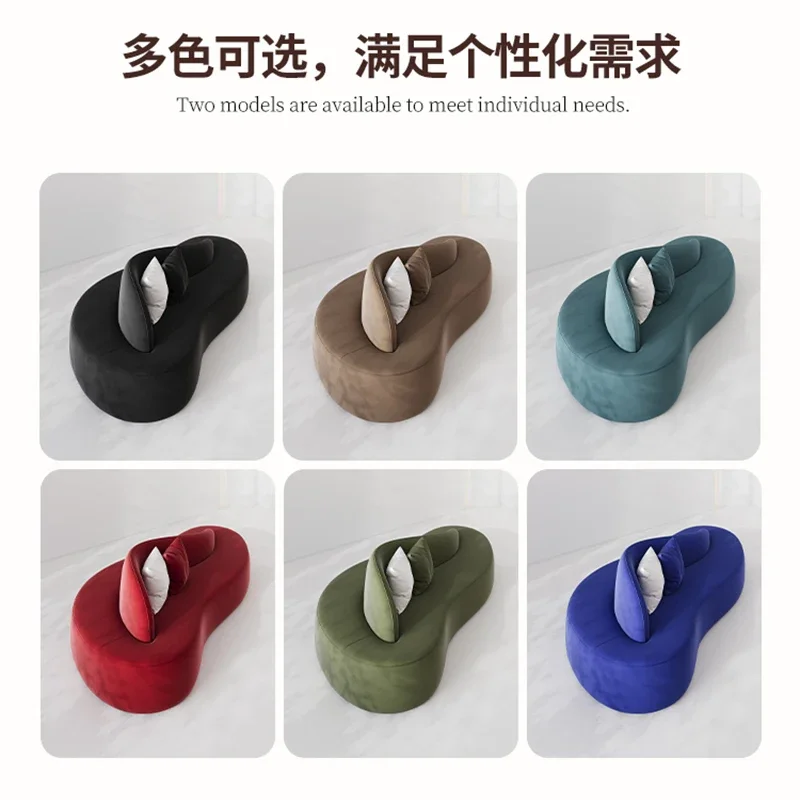 Sofá, área de estar, recepción, curvo, doble cara, creativo, minimalista, ligero, tela verde de lujo, forma especial