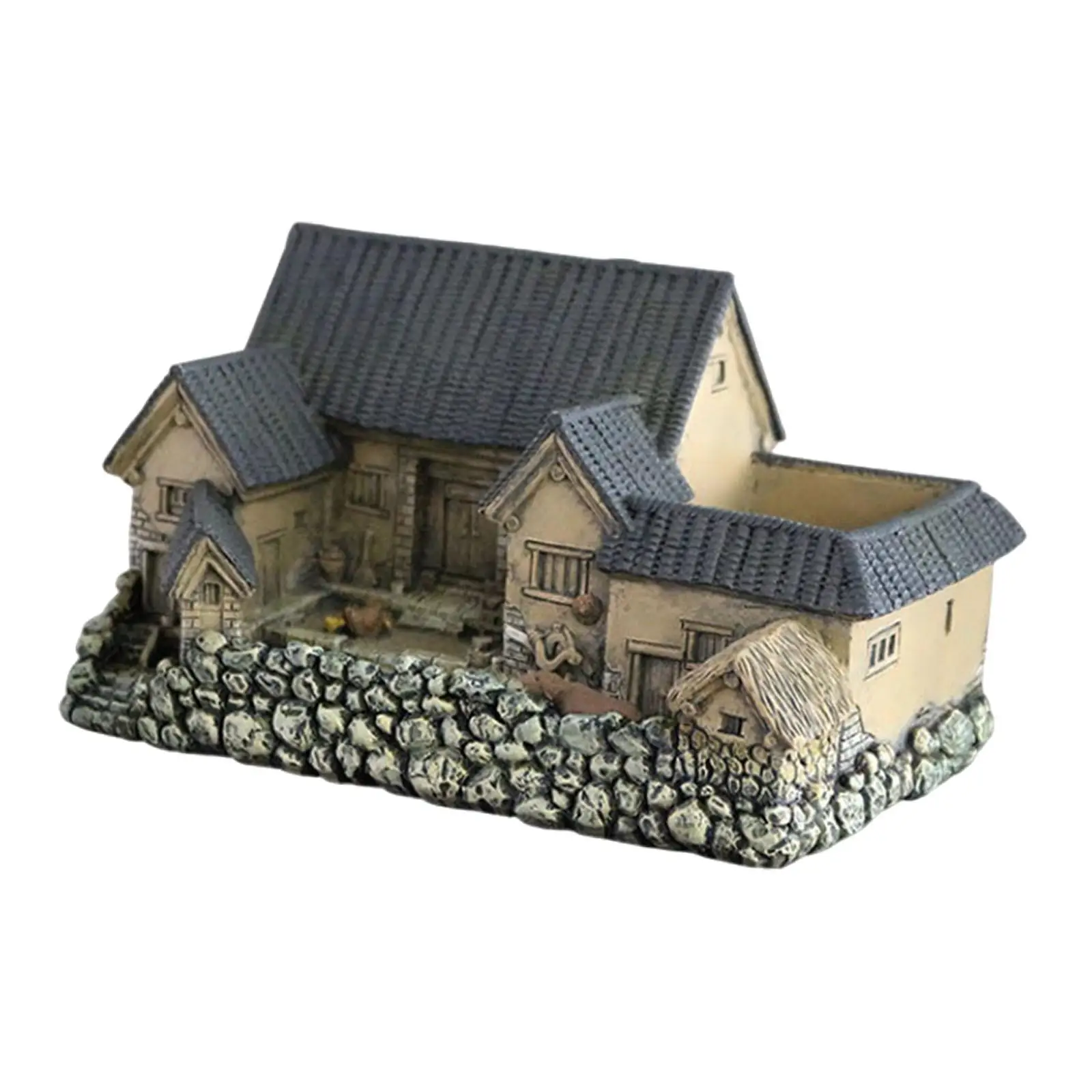 

Village House Statue Simulated Cottage Ornament Flowerpot Decorative Mini House