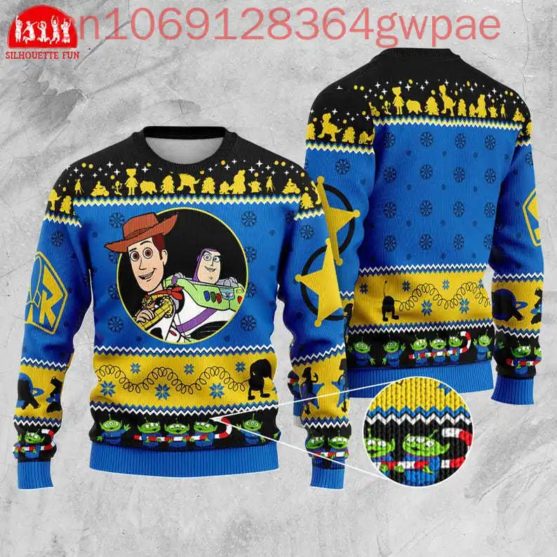 Disney Toy Story Movie Christmas Ugly Sweater Character Xmas Sweatshirt Woody Buzz Lightyear Santa Hat Shirt Magic Kingdom Gift