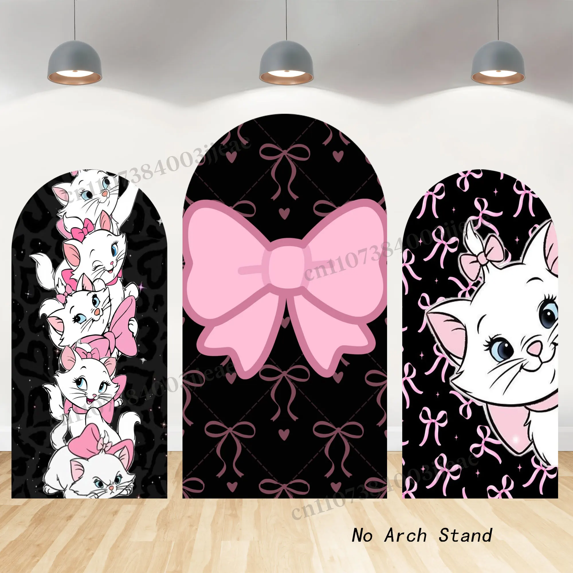 Marie Cat Backdrop Arch Cover Girls Birthday Party Decoration Baby Shower Black Pink Photo Photography Background Studio Props