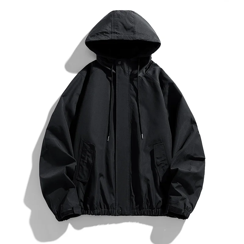 Autumn Men's Jacket New Waterproof Windproof Loose Solid Color Outdoor Travel Hooded windbreaker Couple's Style assault jacket