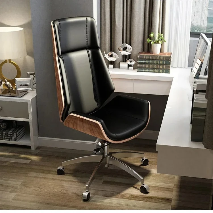 

Кожаное художественное компьютерное кресло для дома, отдыха, подъемное вращающееся кресло для босса, скандинавское офисное кресло с высокой спинкой для учебы