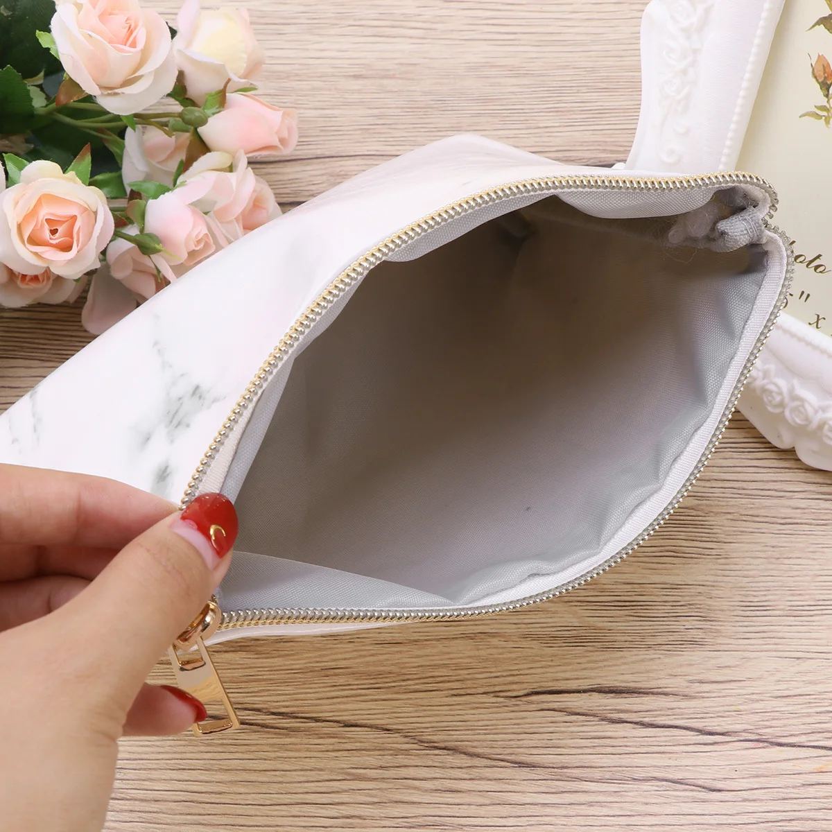 

Marble Pattern Bag Small Travel Organizer Lightweight Makeup Pouch High-Capacity Zipper Storage For Toiletry Cosmetics