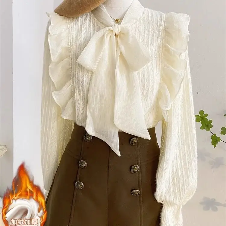 Shirts & Blusen Blusa Feminina Krawatte Up Bogen Chiffon Hemd Herbst Winter Frauen Top Pirm Centro Camisas De Mujer