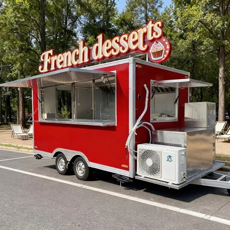Custom Food Truck Trailer Crepe Waffle Food Truck Dessert Mobile Food Bar Trailer with Full Kitchen Equipment