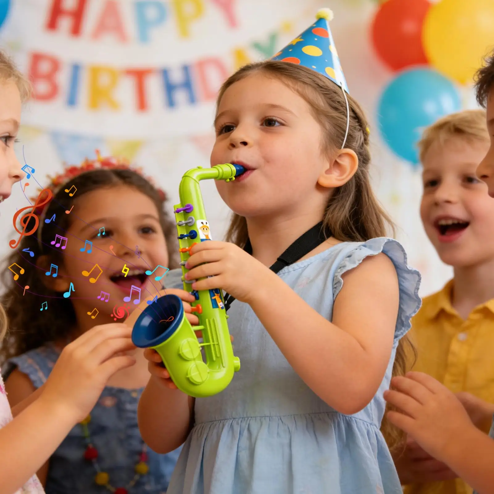 แซ็กโซโฟนของเล่นเด็ก 8 คีย์ เครื่องดนตรีเพื่อการศึกษาสำหรับผู้เริ่มต้น เด็กเรียนรู้ดนตรี ของขวัญวันเกิดสำหรับเด็กก่อนวัยเรียนและในห้องเรียน