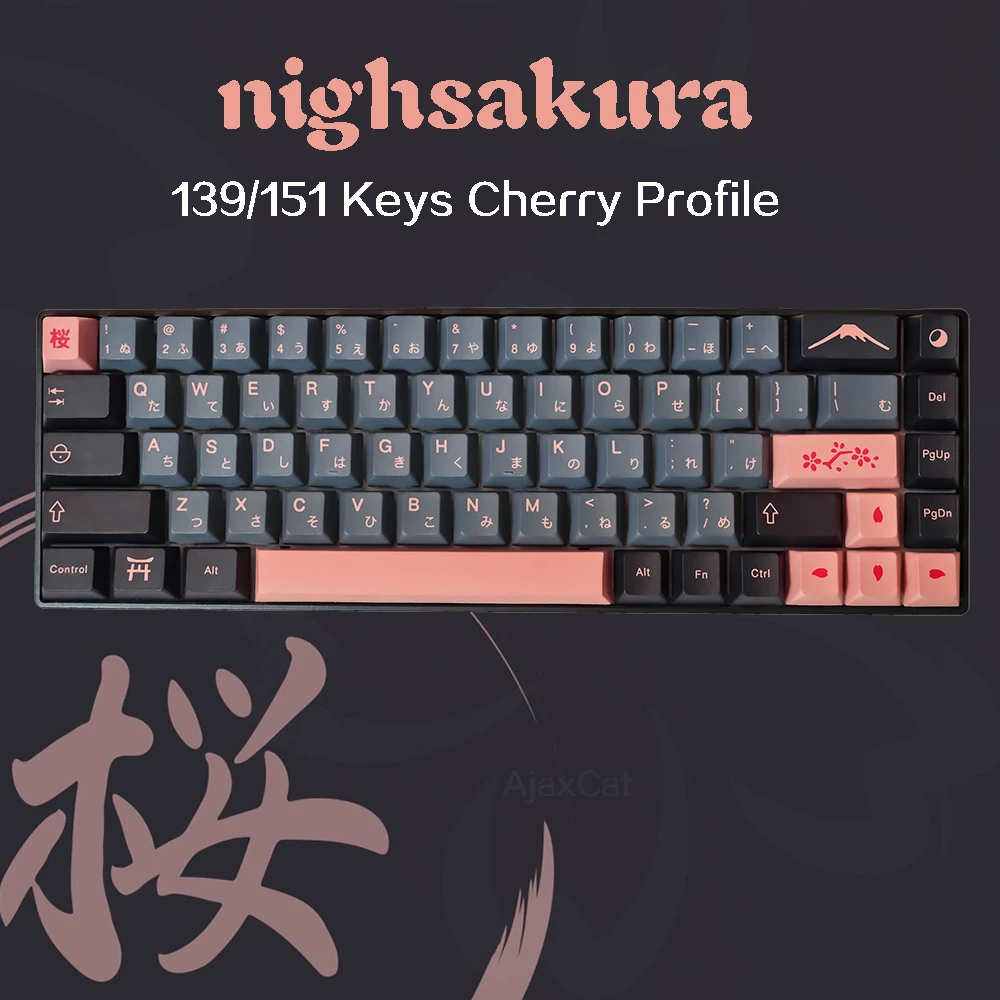 JTK Clone NightSakura 139/151 keys Cherry PBT Keycaps GMK Keys For GMMK Mx Switch Mechanical Keyboard 61/64/68/87/96/980/104