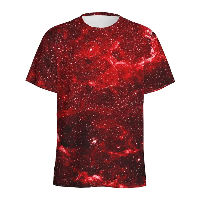 Colorful Galaxy Space Pattern T Shirt Men's Summer Round Neck Short Sleeve 3d Printed Starry Sky Tees Tops Street Loose T-Shirt