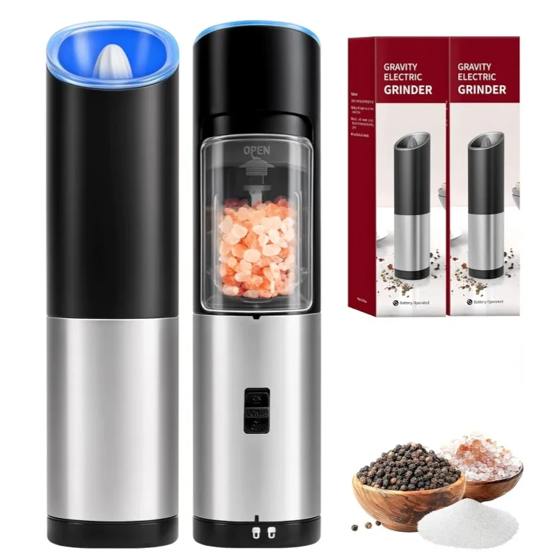 

Automatic Pepper Grinder Salt And Pepper Grinder Adjustable Coarseness Spice Mill With LED Light Kitchen Tool For Christmas Gift