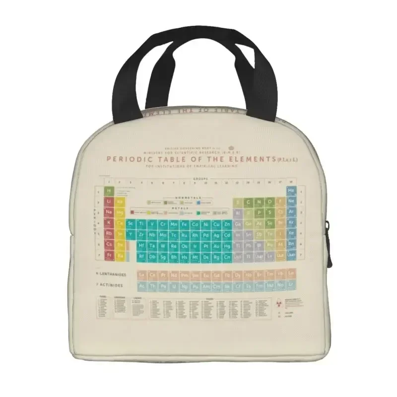 Elements Periodic Table Thermal Insulated Lunch Bag Science Chemistry Chemical Portable  Tote for School Storage Food Box