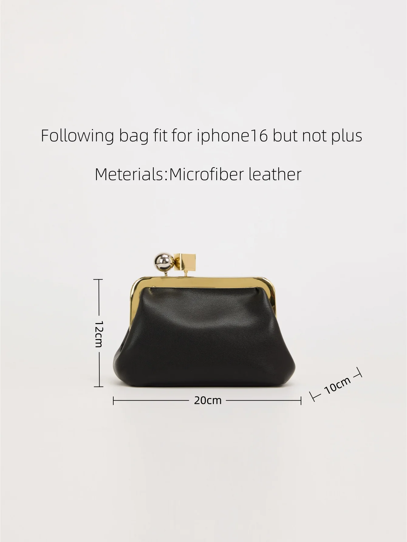 women small kisslock clasp clutch bag party shoulder bag 2026 new microfibe leather black silver