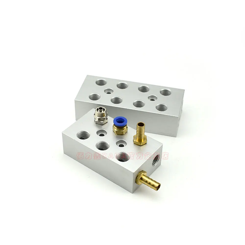 جهاز تقسيم كتلة هوائي مضغوط 1/4 بوصة BSP أنثى 2 صفوف x 2 3 4 5 6 7 8 9 10 طرق 8-24 منافذ من الألومنيوم الصلب #5