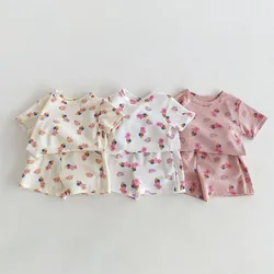 MILANCEL 2024 Summer Baby Pajama Suit Waffle Girls Sleeper Wear Toddler Girls Sleep Sets