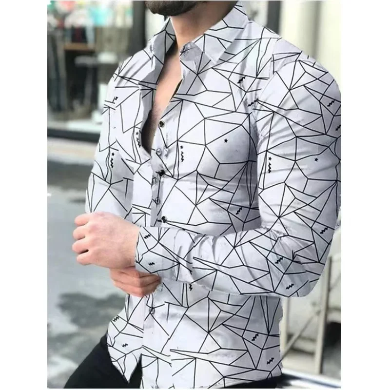 Revers Shirt Herren Frühling und Sommer lässig Street Matrix Streifen Plaid Top weiches Material atmungsaktiv neue heiße Verkauf große Größe