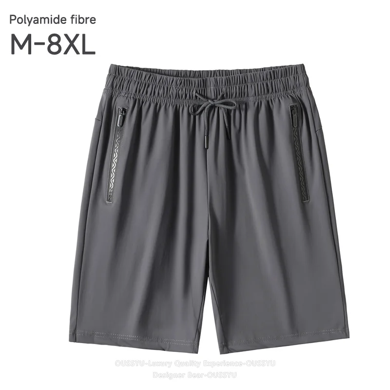 High Quality Summer Thin Stretch Polyamide Fibre Men's Shorts Quick Dry Breathable Jogging Sports Running Plus Size M-5 6 7 8XL