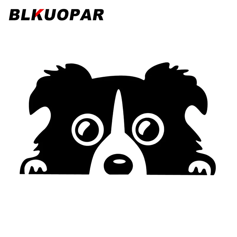 BLKUOPAR Border Collie Dog Peeking Car Stickers Funny Animal Decal Waterproof Die Cut Windows Refrigerator Car Decoration