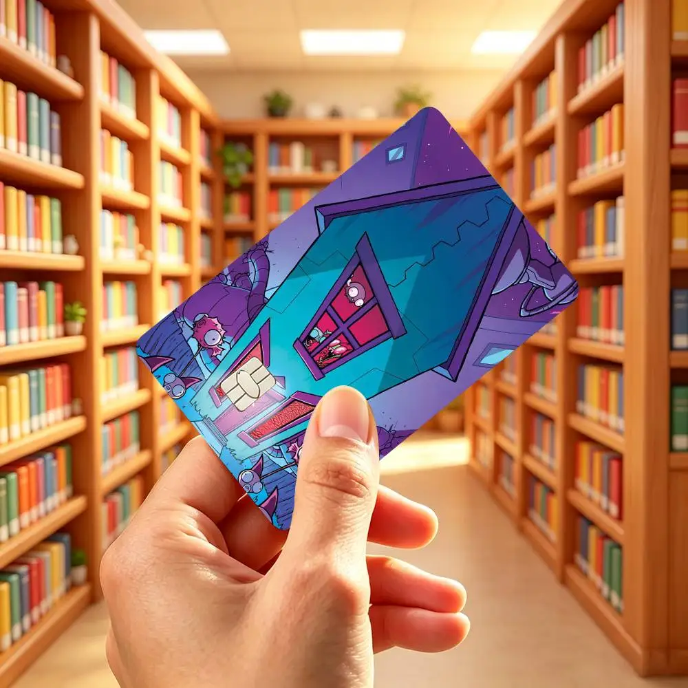 Classic Cartoon I-Invader Zim Credit Card HD Stickers Game Card Decal Small Chip Waterproof Sticker Gift