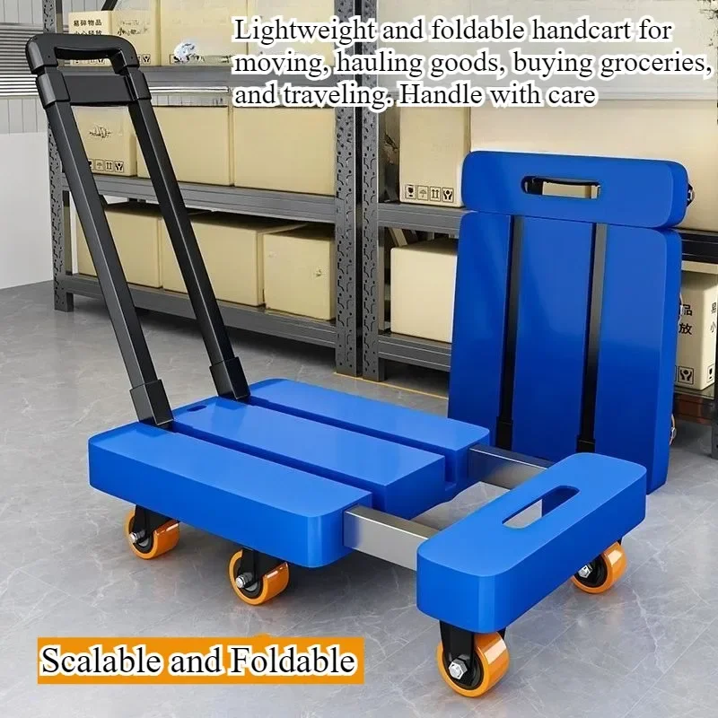 Wear-resistant Anti-slip Folding Small Cart, Upgraded Extendable Thickened Portable Hand Trolley for Household Handling