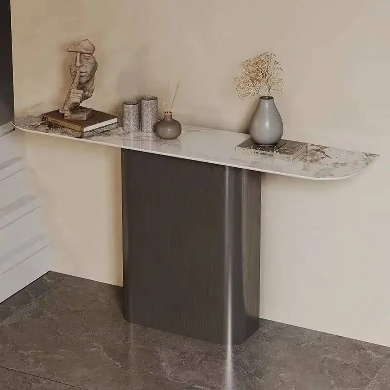 طاولة وحدة التحكم المعدنية العتيقة منتصف القرن الحديثة المدخل اللوبي طاولة وحدة التحكم الرخام الشمال تافولو دا سالوتو أثاث غرفة المعيشة