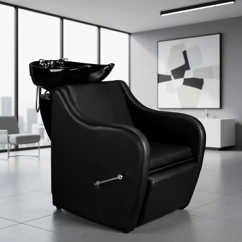 

Adjustable Footrest Hair Washing Station with Sink for Barber Shops and Beauty Salons