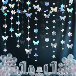 Illusion Butterfly Flower Paper Pull Flower Kids Room Mall Window Paper String Garland Wedding Birthday Baby Shower Party Buntin