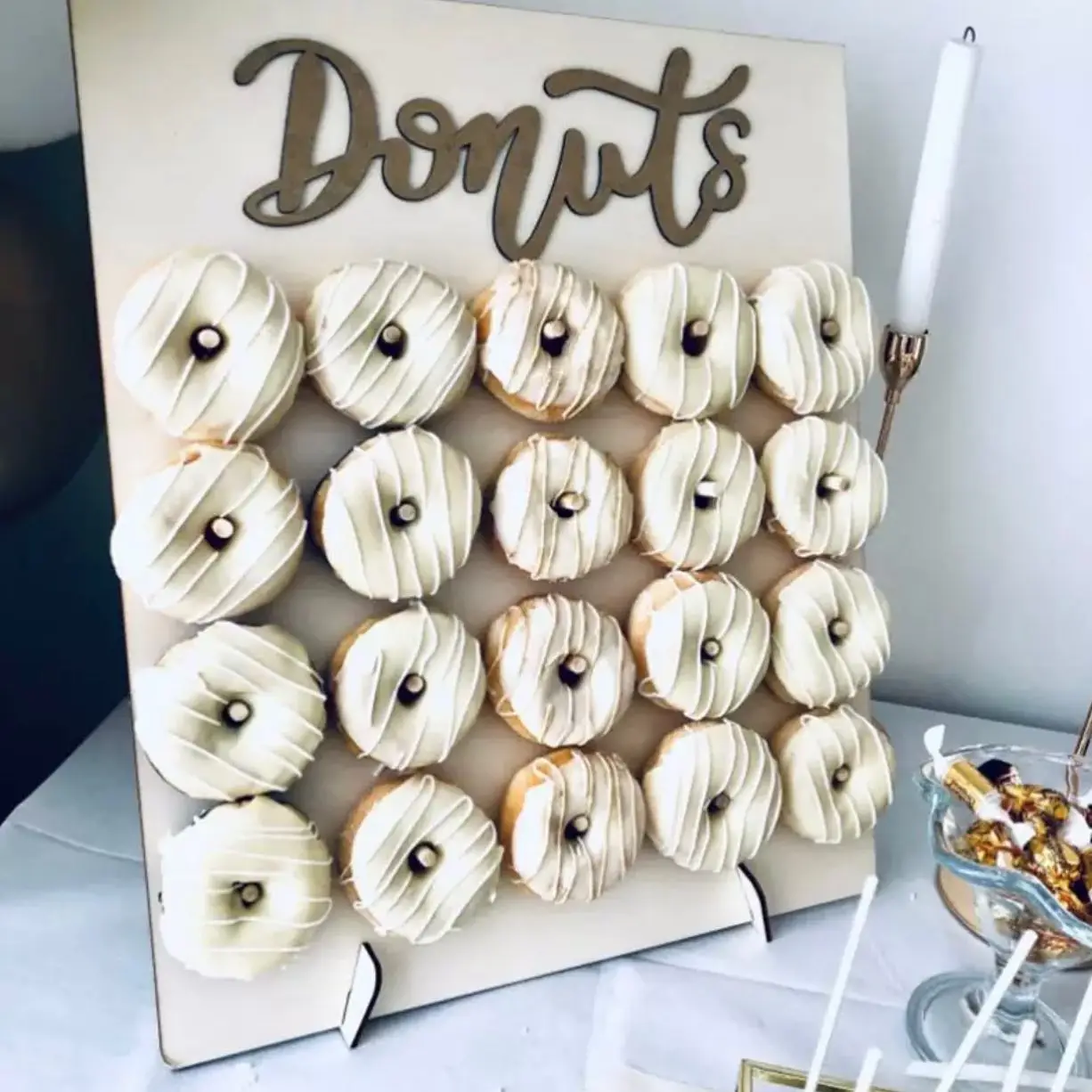 Donut Wall Display Donut stand for Parties Wooden Doughnut Stand Board for Donut Party Sweet Birthday Wedding Table Decorations