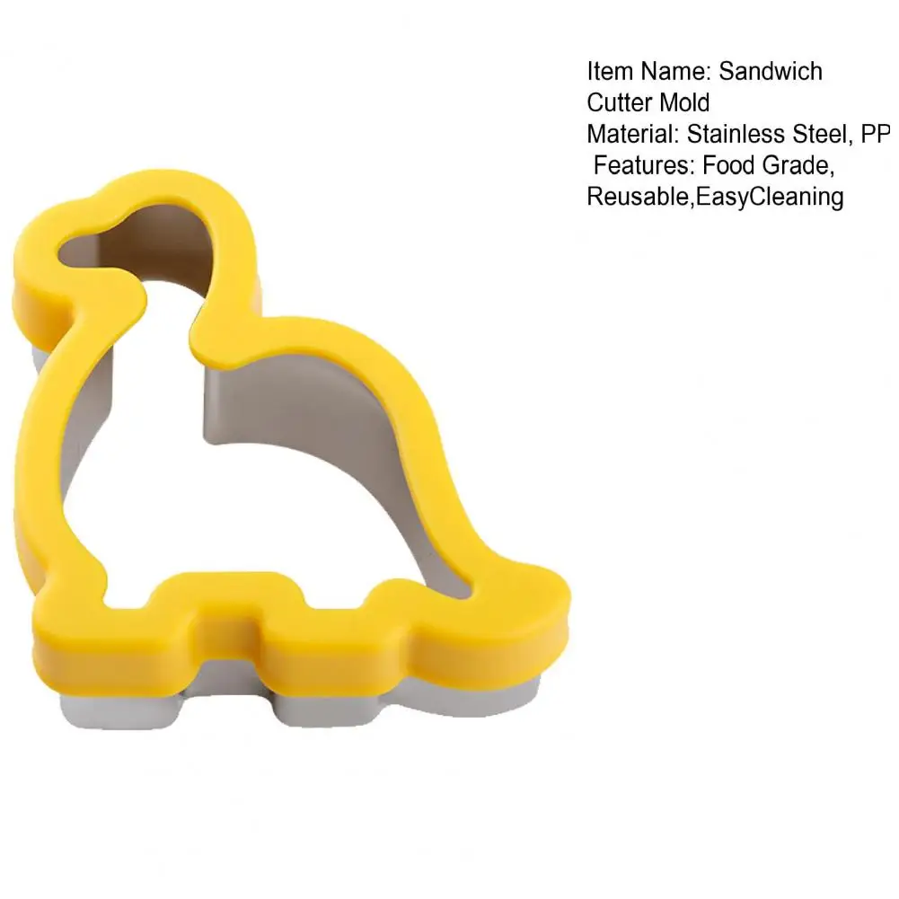قالب قطع الساندويتش على شكل نجمة قلب مستديرة مربعة على شكل ديناصور صانع فطيرة الخبز من الفولاذ المقاوم للصدأ قاطع ختم الخبز المحمص #5