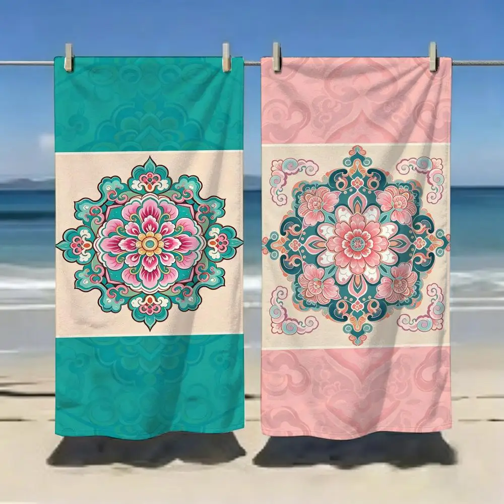 Chinese aesthetic peach blossom Towel Microfiber soft Beach Towel for Travel Fitness Sauna Bathing Camping